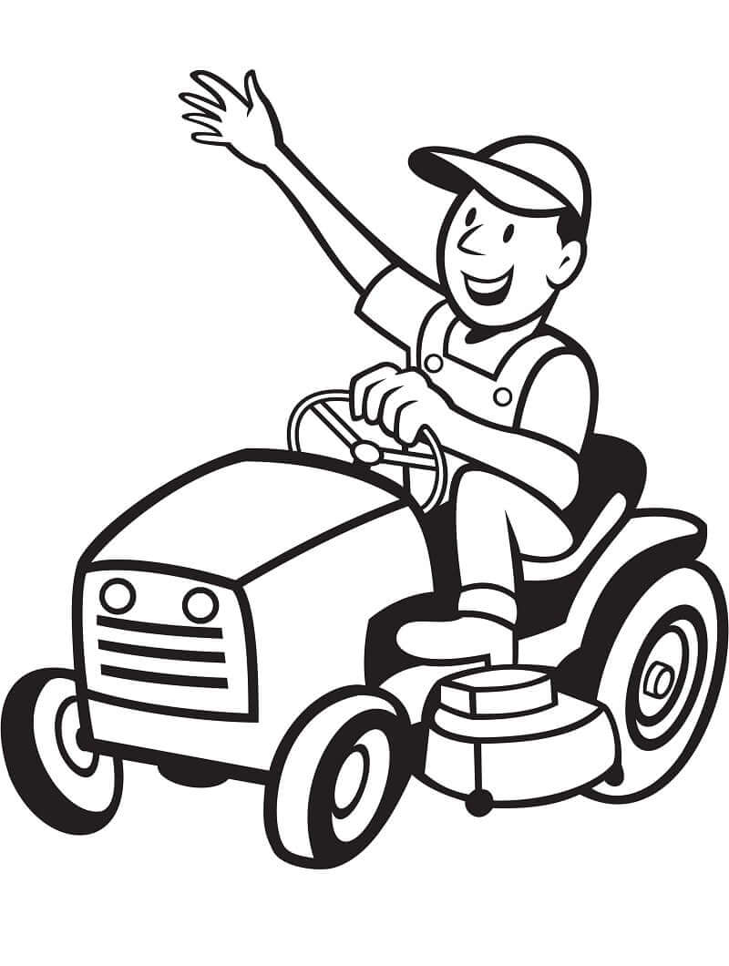 Dibujo de Granjero en Tractor para Colorear