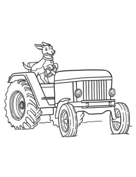 Dibujo de Tractor de Conduccion de Perros para Colorear