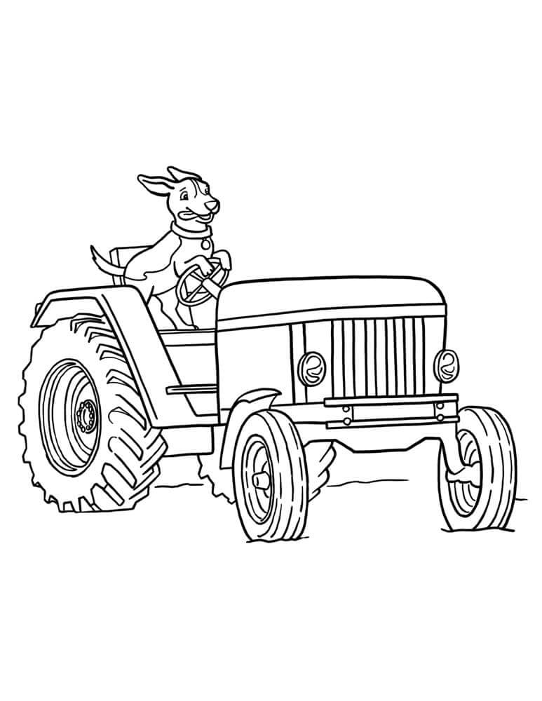 Dibujo de Tractor de Conduccion de Perros para Colorear