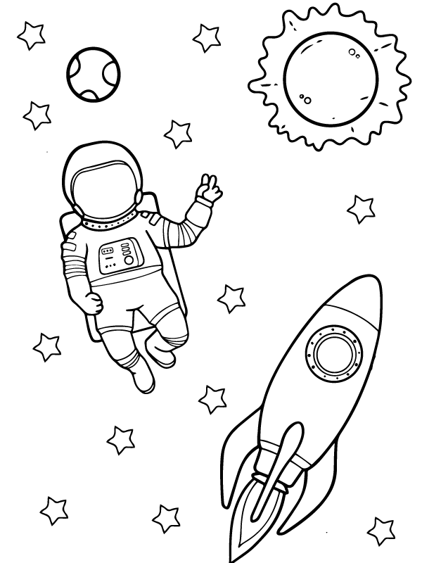 Dibujo de Astronaut Peace Sign Coloring Printable For Kids para Colorear