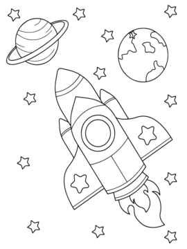Dibujo de Simple Coloring Of Space Shuttle Printable para Colorear