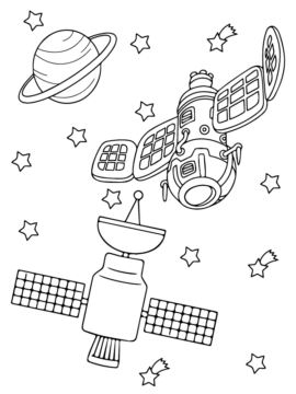 Dibujo de Space Satellite Coloring Page For Kids para Colorear