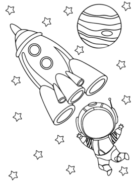 Dibujo de Space Shuttle And Cute Astronaut Coloring Page para Colorear