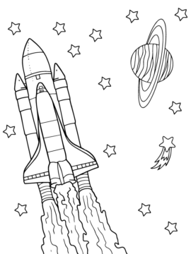 Dibujo de Space Shuttle And Saturn Coloring Page para Colorear