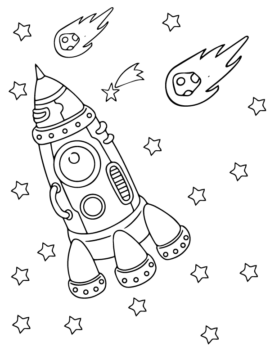 Dibujo de Space Shuttle In Outer Space Coloring Sheet para Colorear