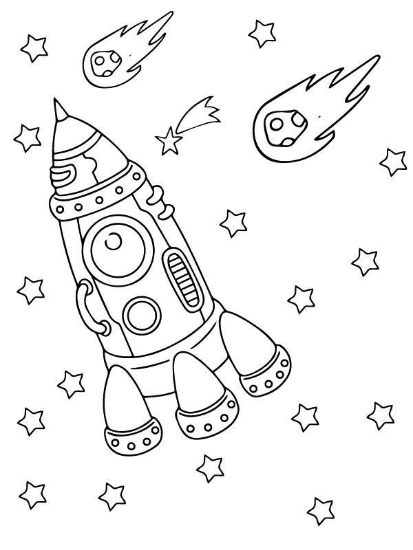 Dibujo de Space Shuttle In Outer Space Coloring Sheet para Colorear
