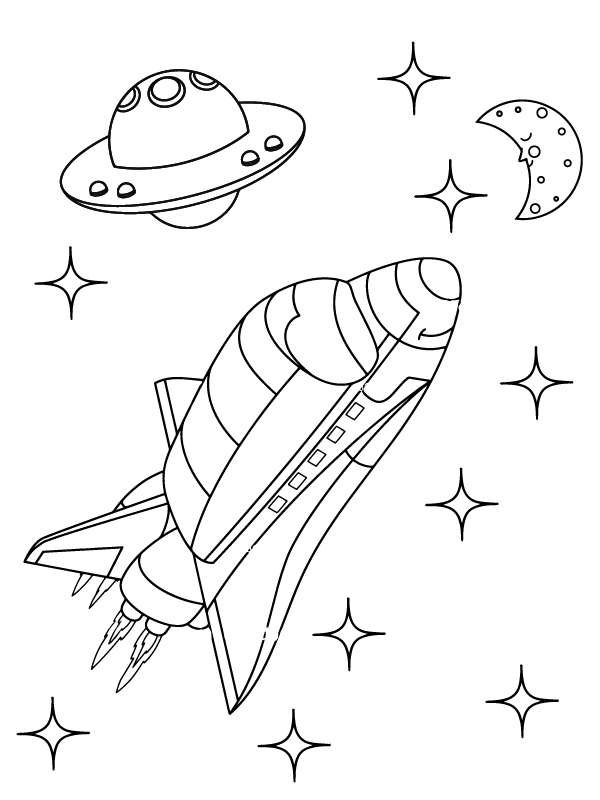 Dibujo de Space Shuttle Launch Free Printable para Colorear