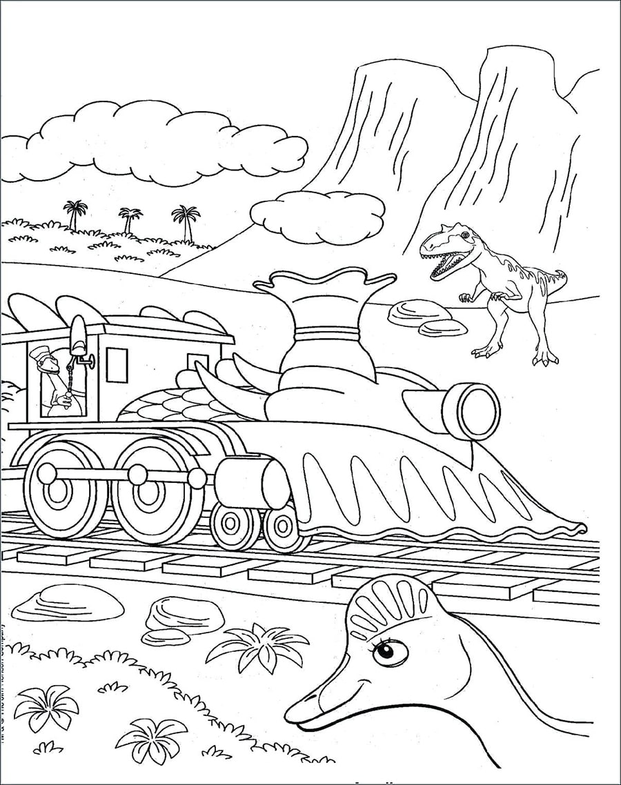 Dibujo de Entrena con Dinosaurio para Colorear