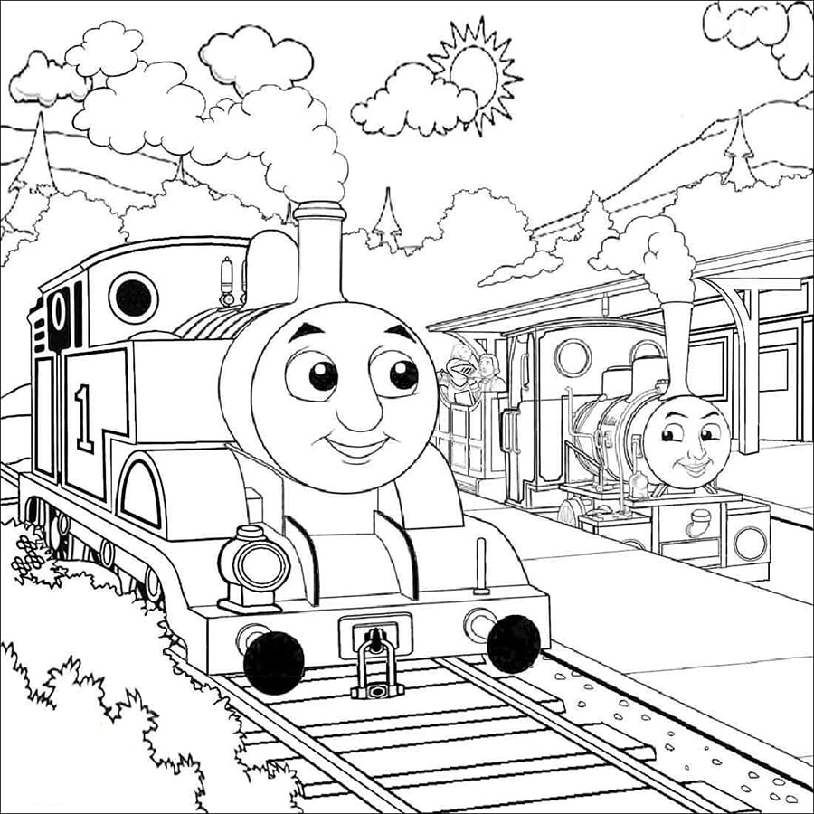 Dibujo de Gemelos de Tren para Colorear