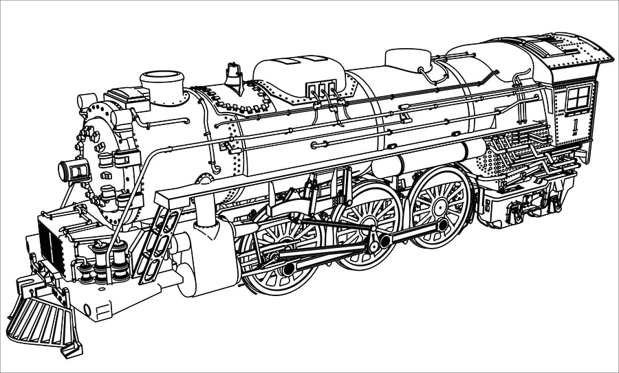 Dibujo de Locomotora Complicada para Colorear