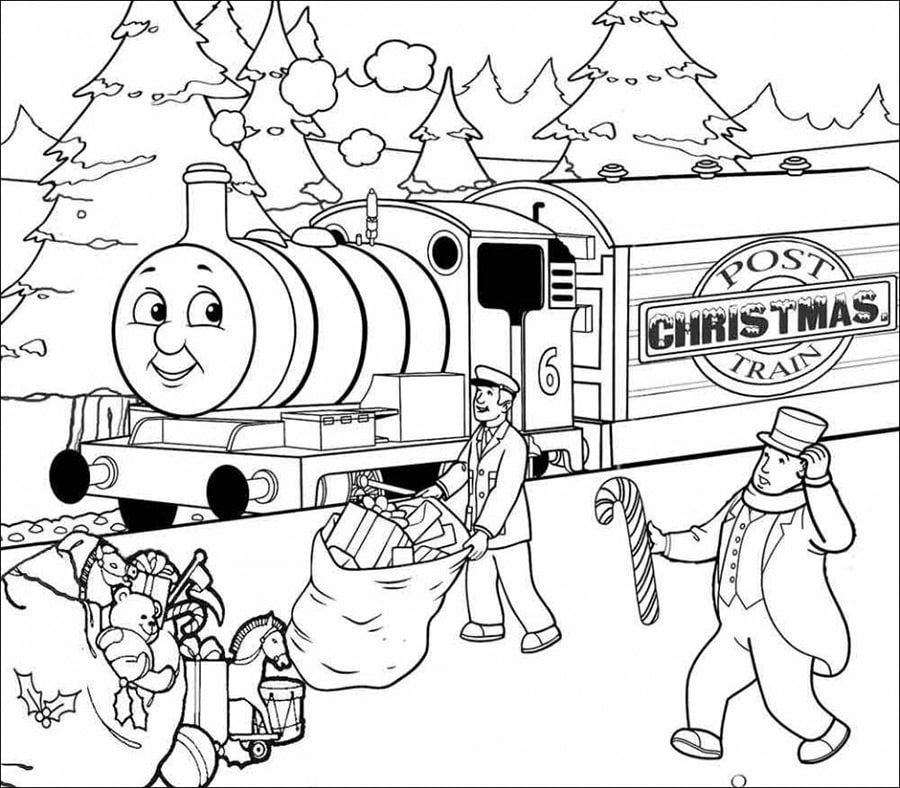 Dibujo de Post Tren navideño para Colorear