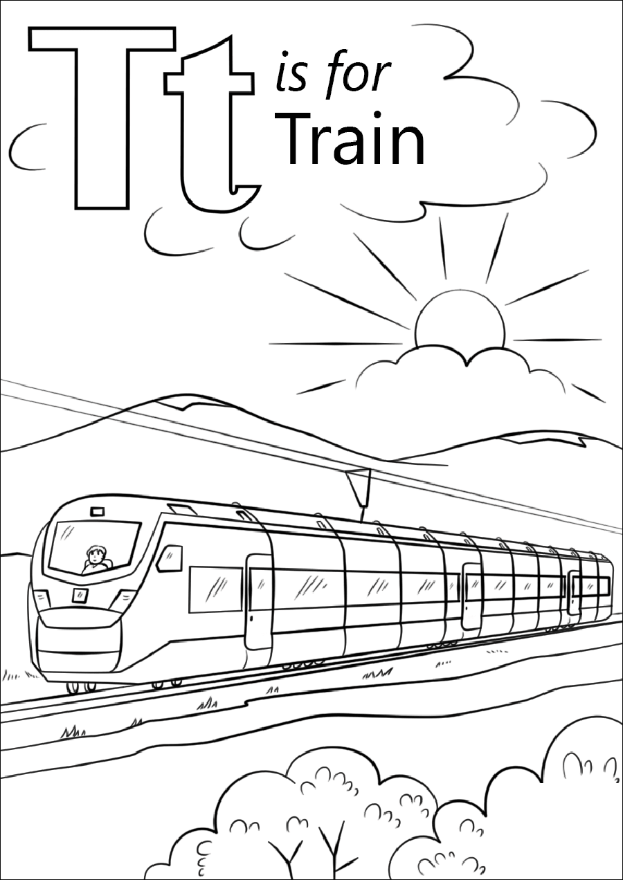 Dibujo de T Es para Tren para Colorear