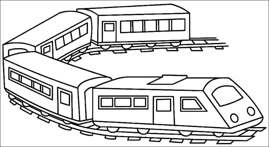 Dibujo de Tren con 4 Vagones para Colorear