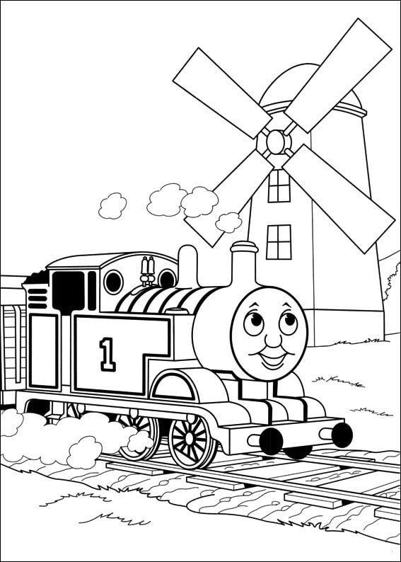 Dibujo de Tren de Dibujos Animados para Colorear