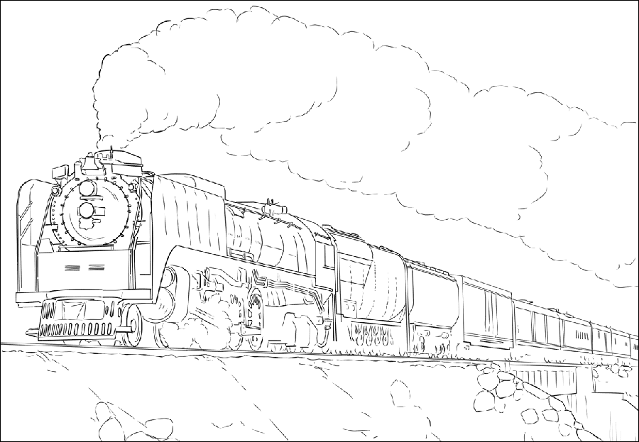 Dibujo de Tren Gigante para Colorear