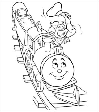 Dibujo de Viejo Conductor de Tren para Colorear