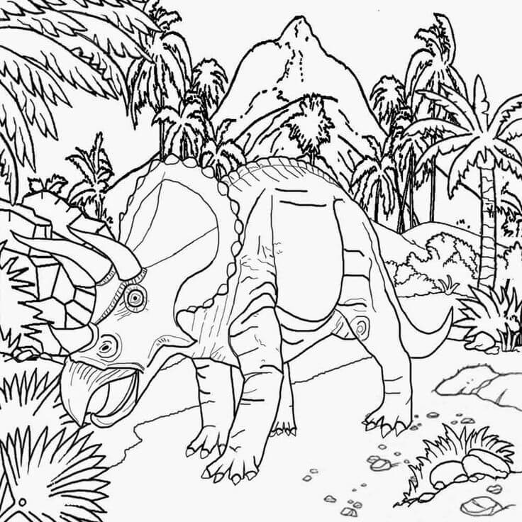 Dibujo de Dinosaurio Triceratops Volcanico para Colorear