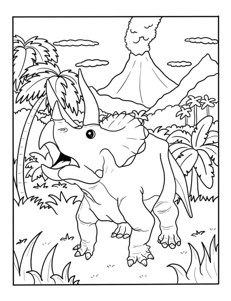 Dibujo de Impresionante Triceratops para Colorear