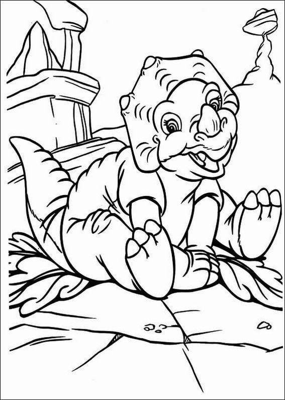 Dibujo de Lindo Triceratop Sentado para Colorear