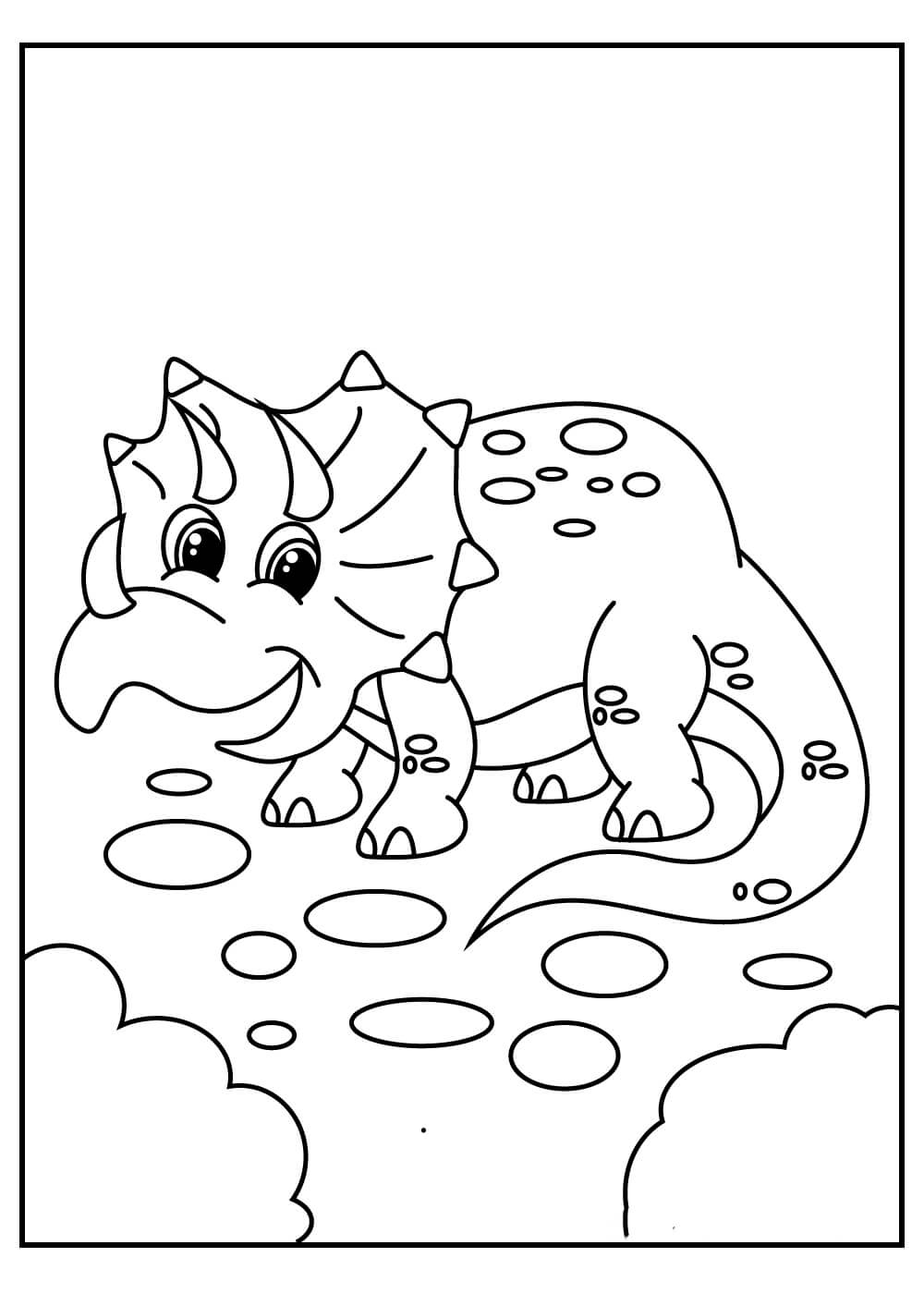 Dibujo de Triceratop Adorable para Colorear