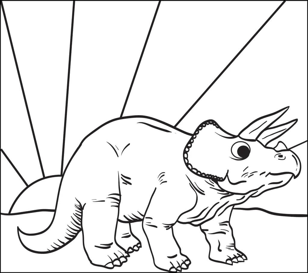Dibujo de Triceratop con Sol para Colorear