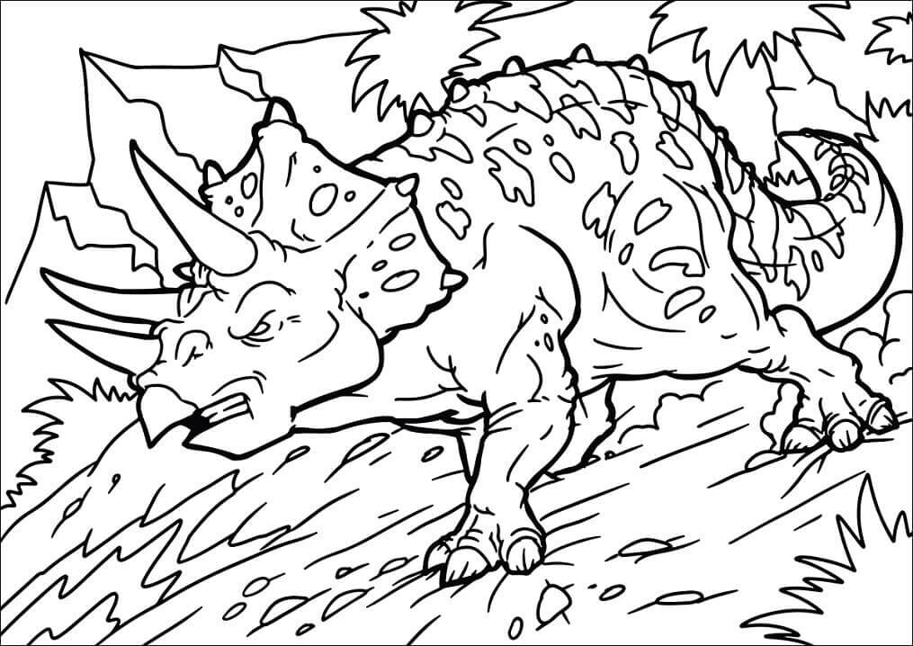 Dibujo de Triceratops Enojado Corriendo para Colorear
