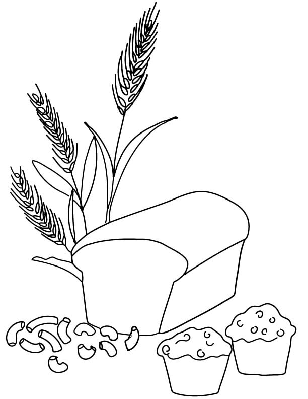 Dibujo de Planta de Trigo Planta de Pan y Pasteles para Colorear