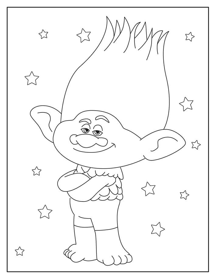 Dibujo de Brach Sonriente con Estrellas para Colorear