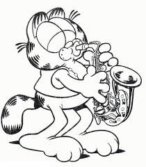 Dibujo de Garfield Toca la Trompeta para Colorear