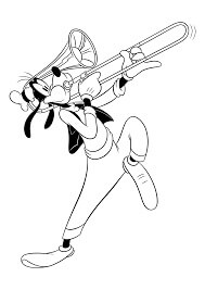 Dibujo de Goofy Toca la Trompeta para Colorear