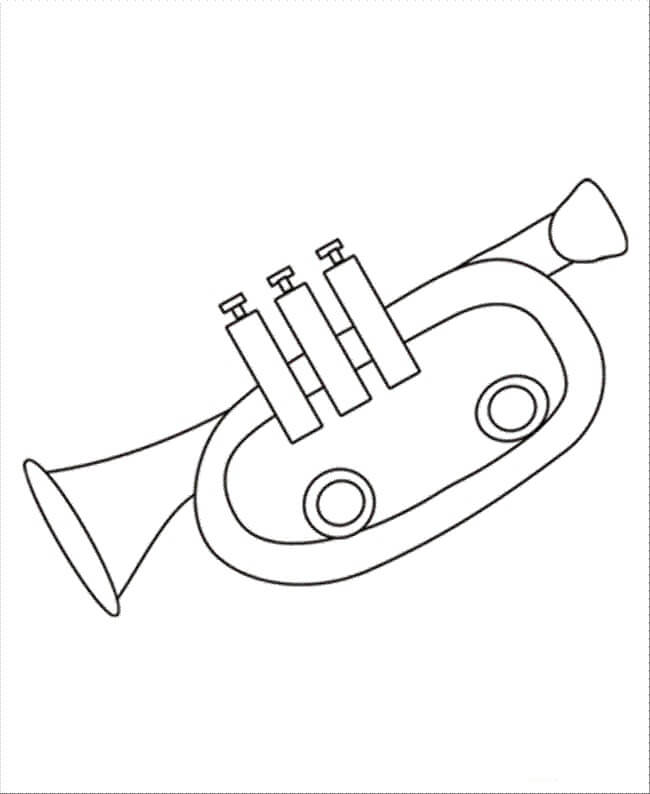 Dibujo de Vector de Trompeta para Colorear