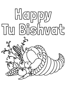 Dibujo de Página para Colorear Feliz de Tu Bishvat para Colorear