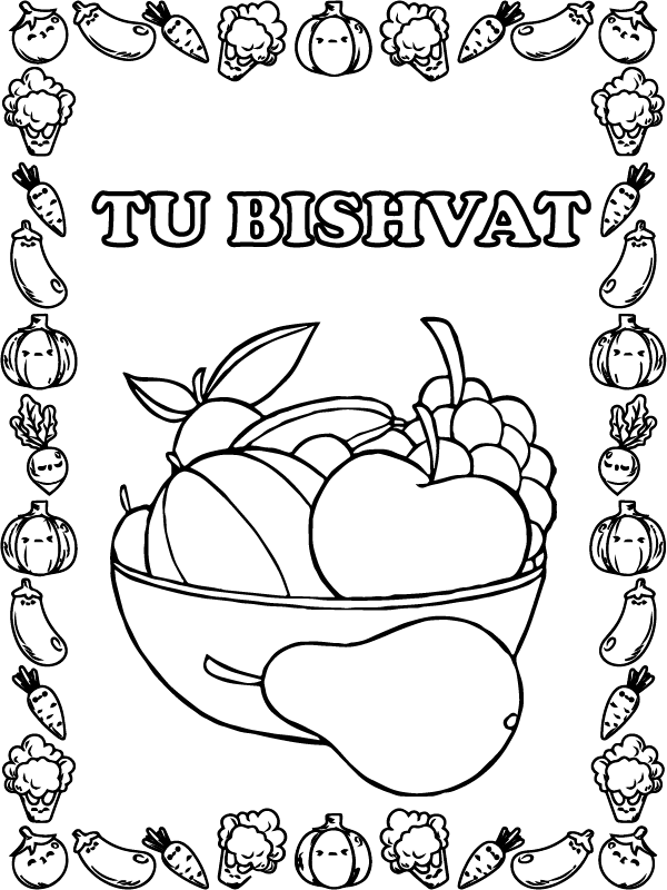 Dibujo de Página para Colorear de Frutos de Tu Bishvat para Colorear