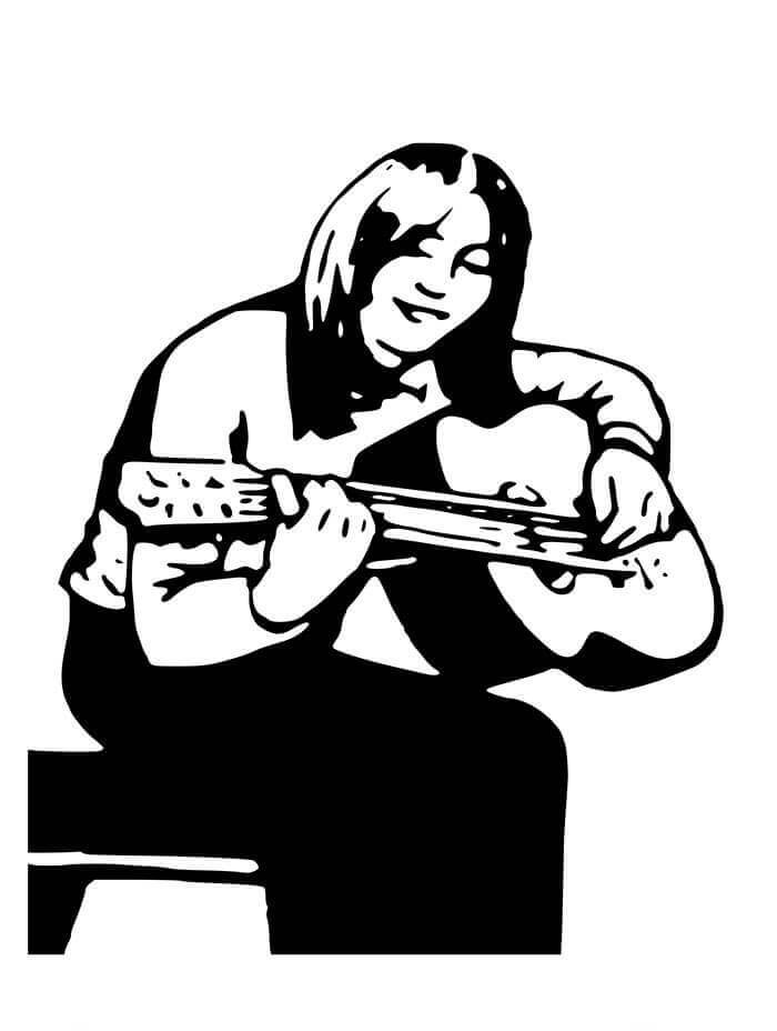 Dibujo de Chica con Guitarra Tumblr para Colorear