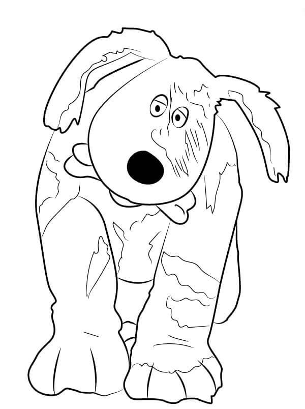 Dibujo de Garabatos Comiendo Hueso para Colorear
