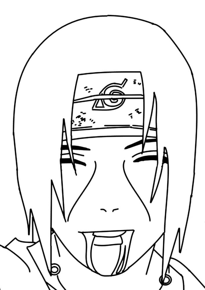 Dibujo de Cara de Itachi Sonriendo para Colorear