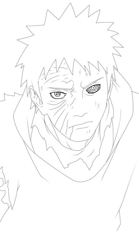 Dibujo de Cara Uchiha Obito para Colorear