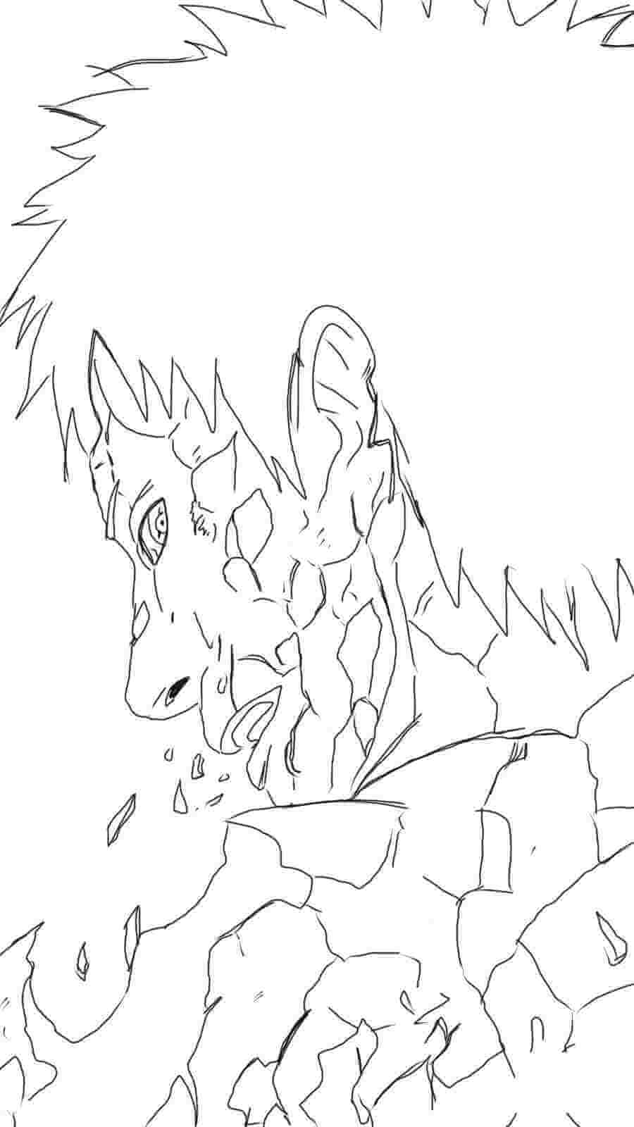 Dibujo de La Cara Rota de Uchiha Obito para Colorear