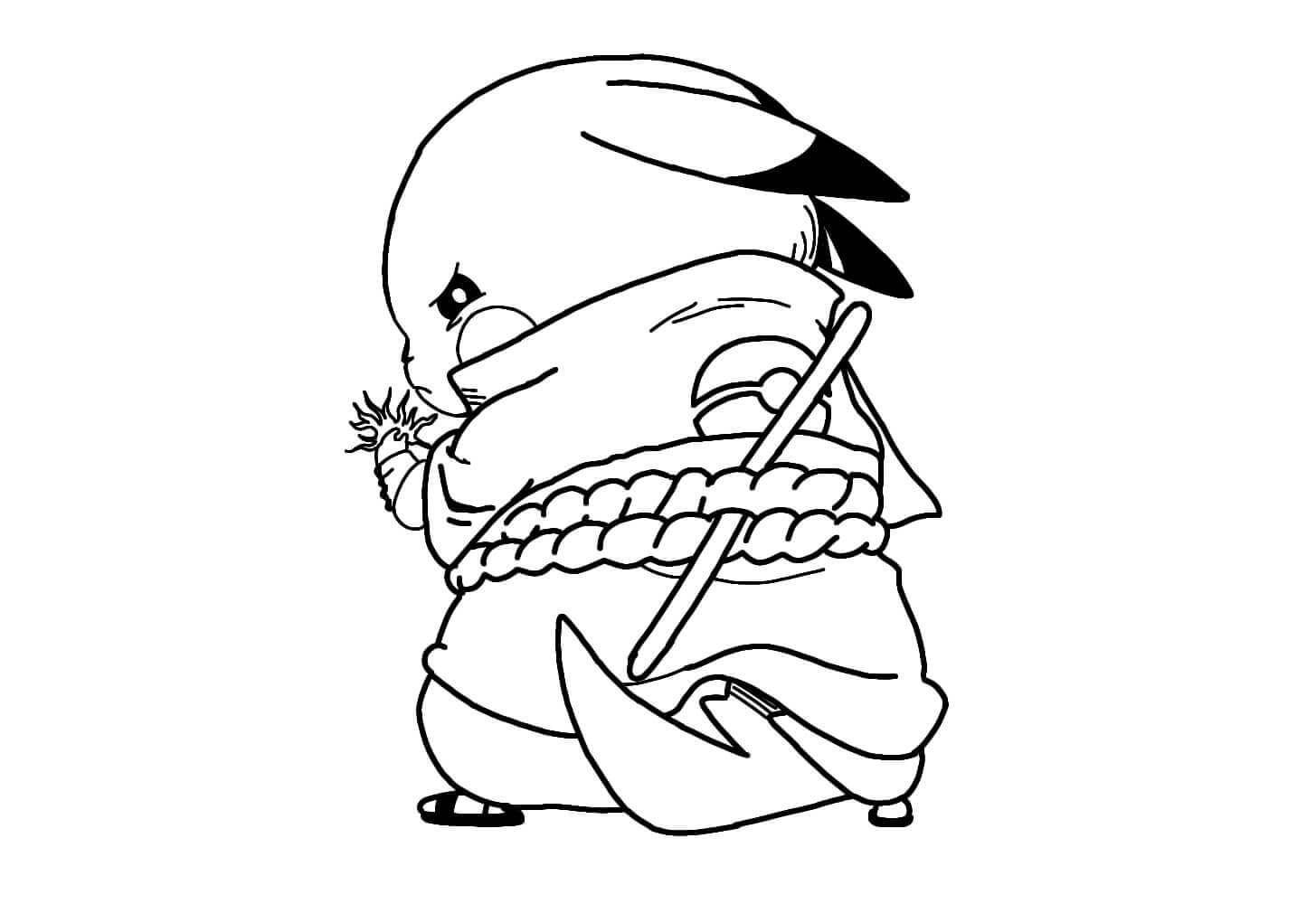 Dibujo de Uchiha Pikachu Lindo para Colorear
