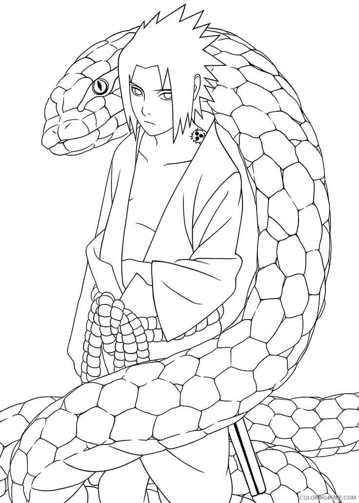 Dibujo de Uchiha Sasuke con Aoda para Colorear