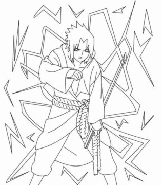 Dibujo de Uchiha Sasuke Poder para Colorear