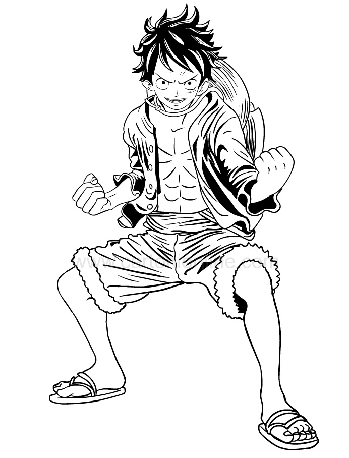 Dibujo de Acción de Luffy para Colorear