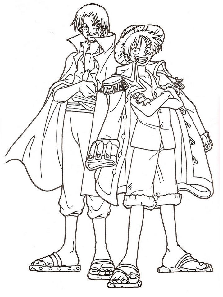 Dibujo de Luffy y Shanks para Colorear