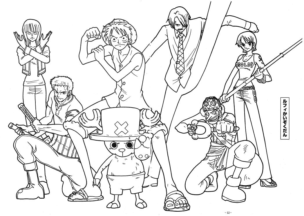 Dibujo de Luffy y Su Tripulacion para Colorear