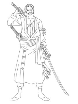 Dibujo de Zoro Sonriendo para Colorear