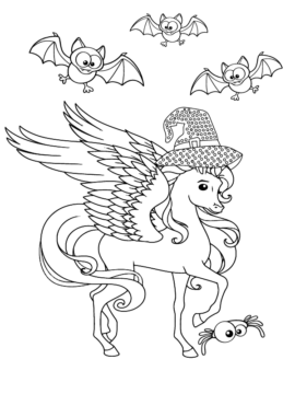 Dibujo de Unicornio de Halloween página para Colorear