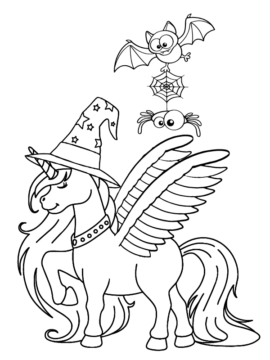 Dibujo de Unicornio de Halloween Puro página para Colorear