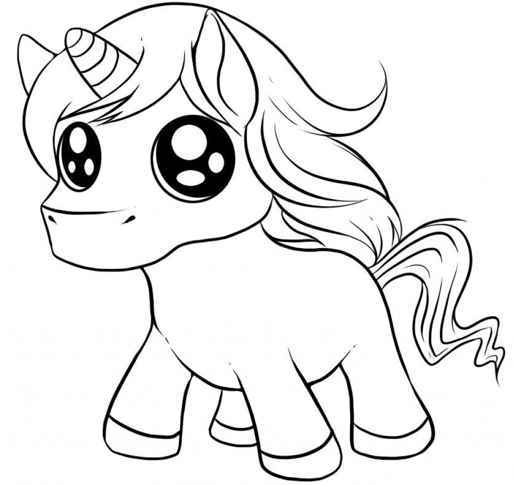 Dibujo de Bebé Linda Brillo Ojos Unicornio para Colorear
