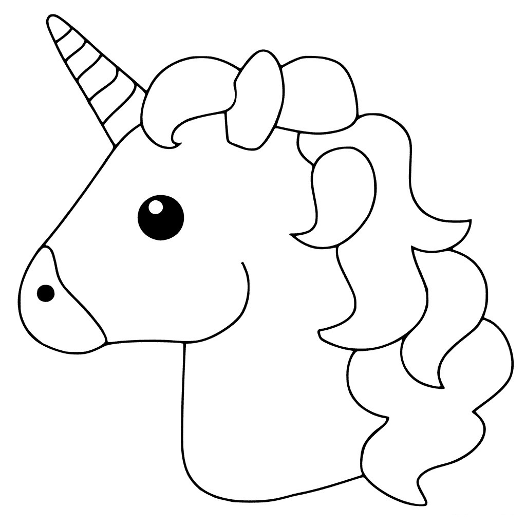 Dibujo de Cabeza de Unicornio Simple para Colorear