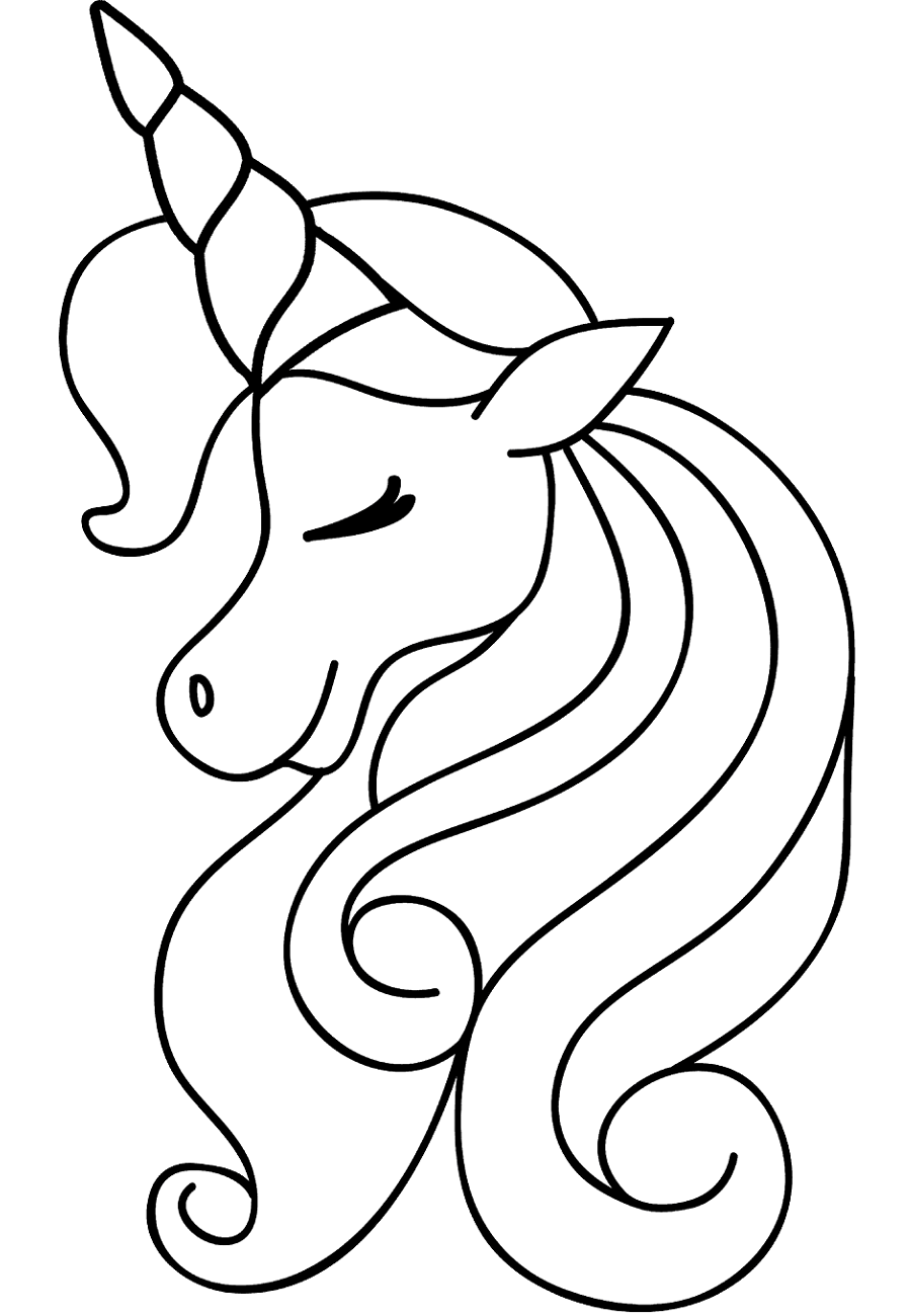 Dibujo de Chica Cabeza de Unicornio para Colorear